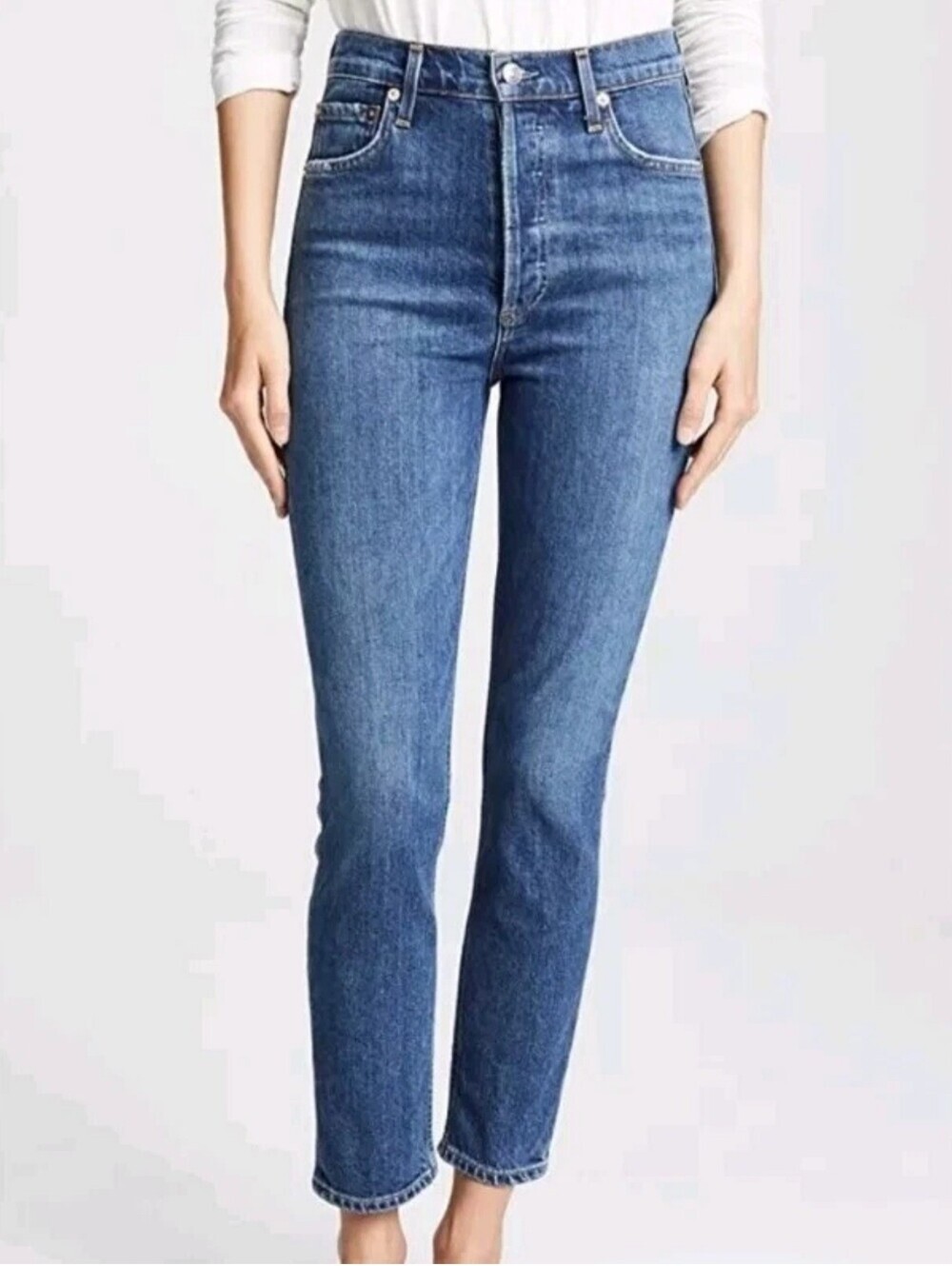 Agolde Nico High Rise Slim Fit Jeans Women's Size 28 Blue Button Fly